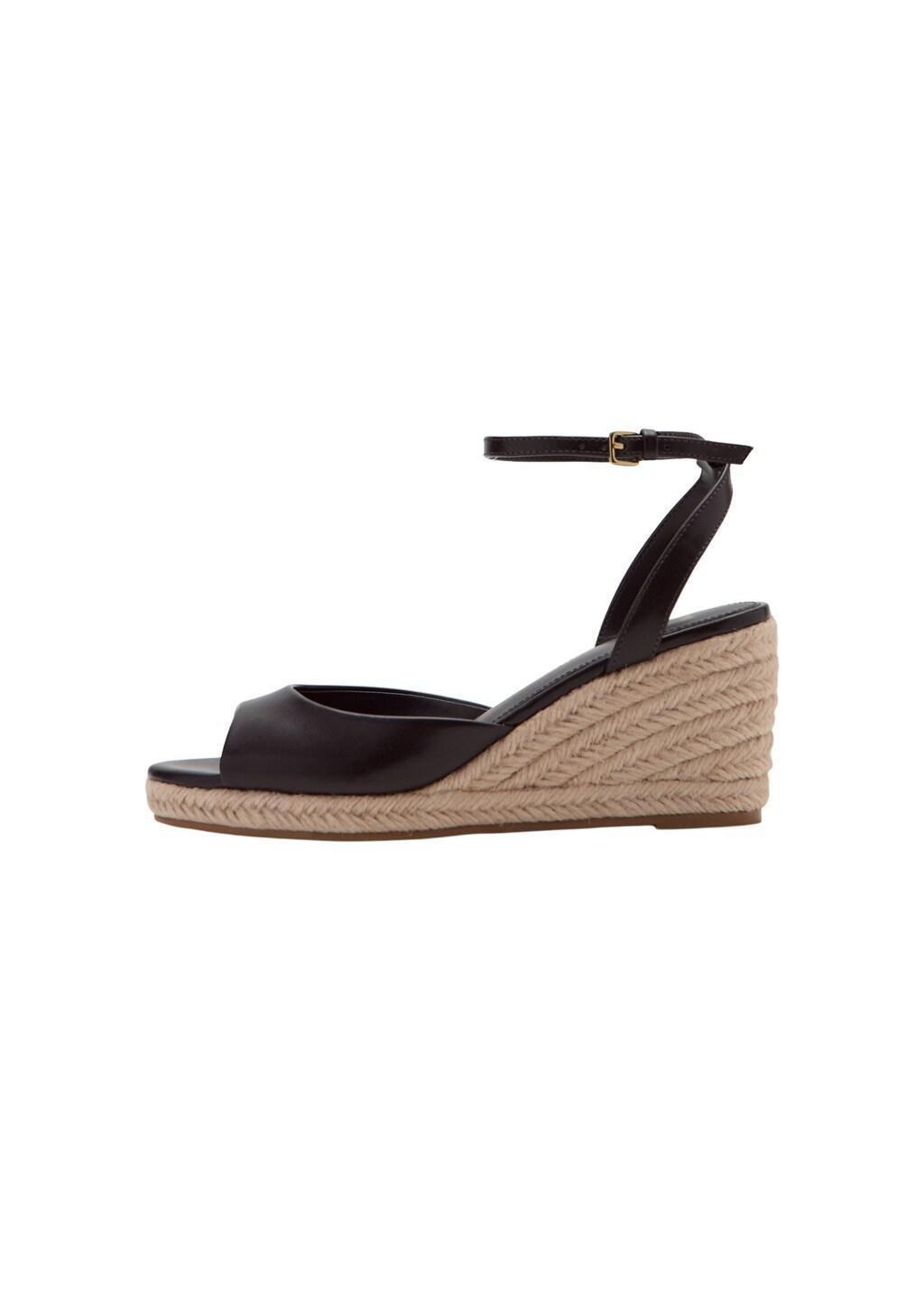 Brown Espadrille Wedge Sandal, Dark Brown, large image number 3