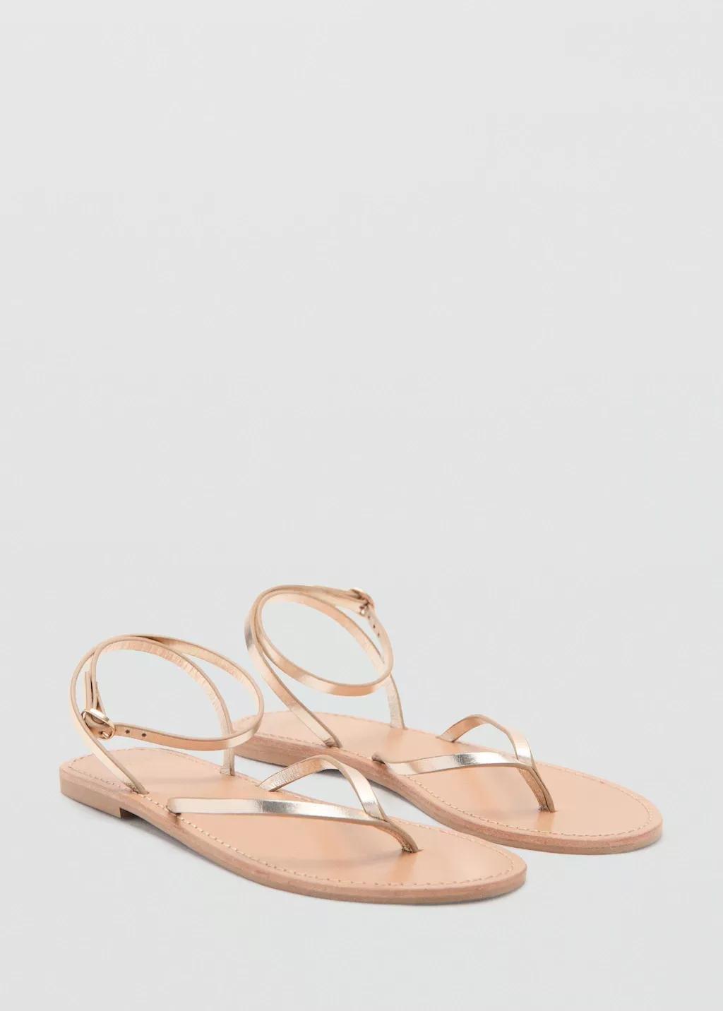 Gold Metallic Straps Sandals, 0201_OR, medium
