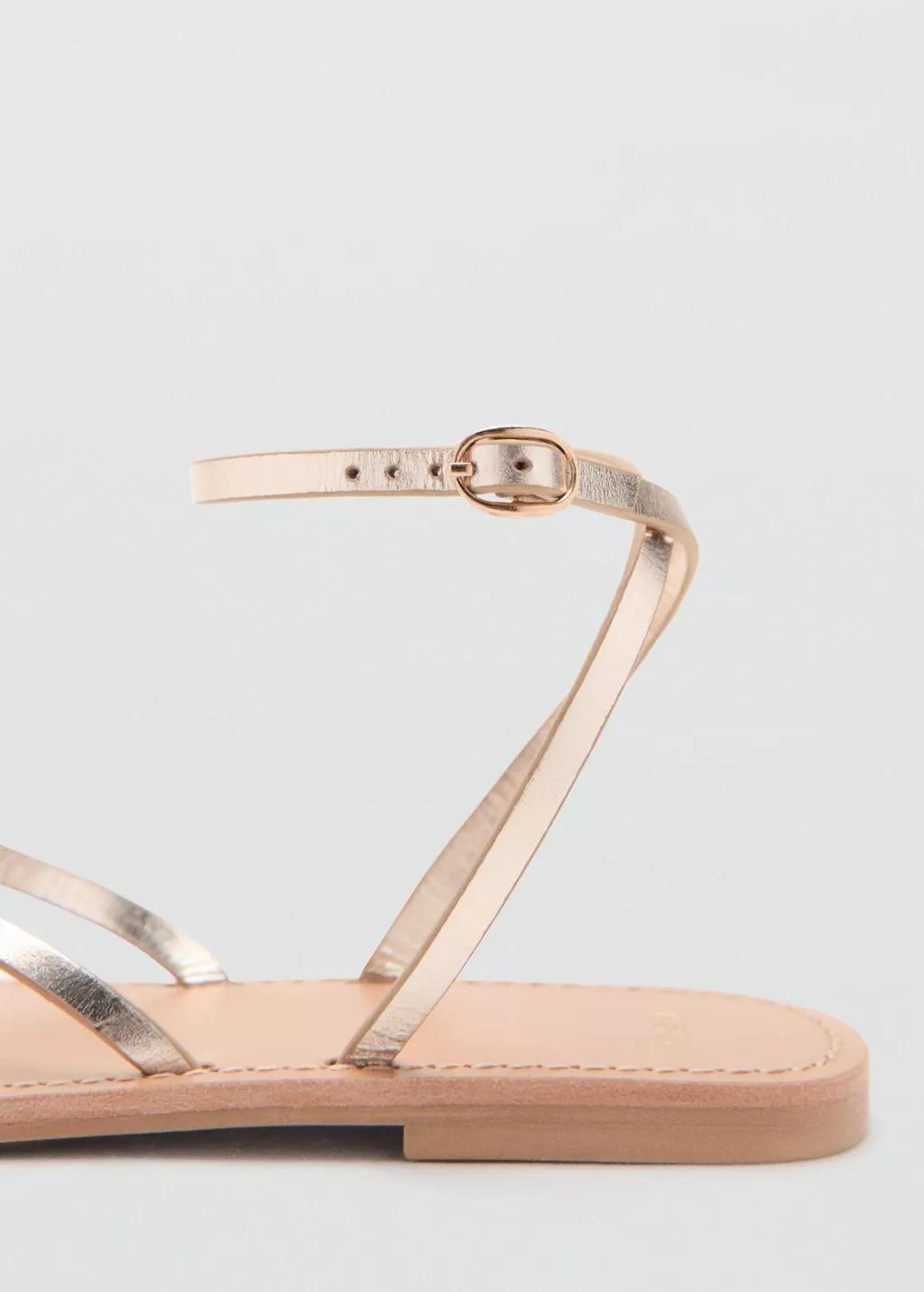 Gold Metallic Straps Sandals, 0201_OR, large image number 1