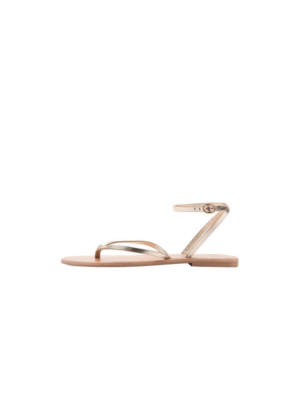 Gold Metallic Straps Sandals, 0201_OR, medium