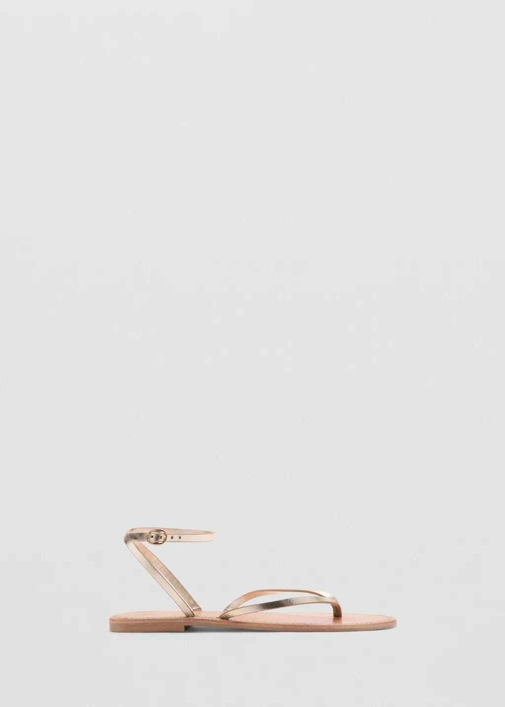 Gold Metallic Straps Sandals, Gold, large image number 4