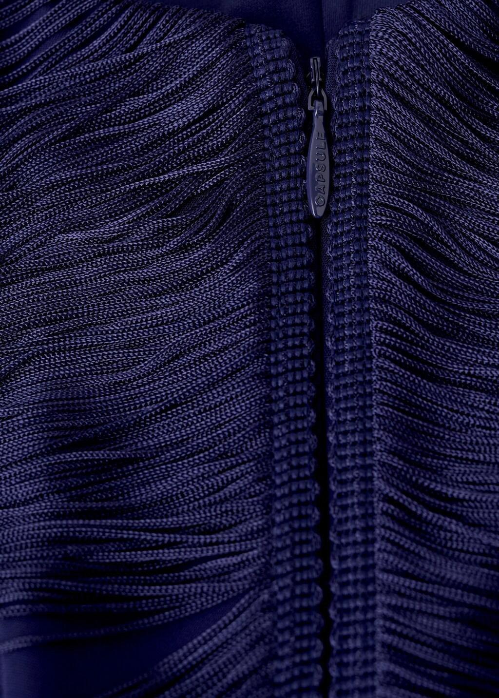 Blue Fringed Midi Dress, Medium Blue, large image number 5