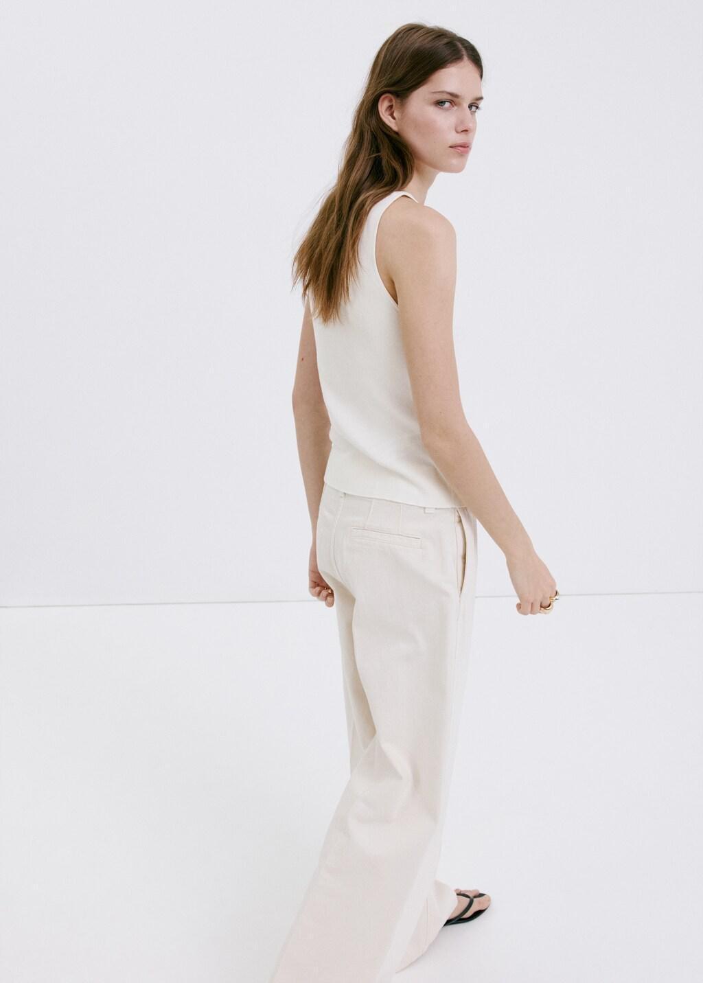 LIGHT BEIGE Fine knit boat neck top, Light Beige, large image number 2