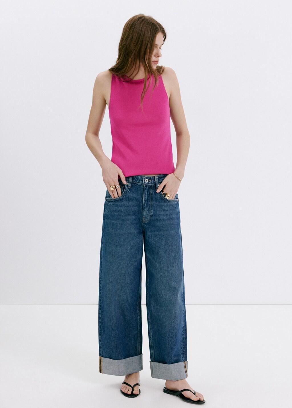 BRIGHT PINK Fine knit boat neck top, Bright Pink, large image number 0