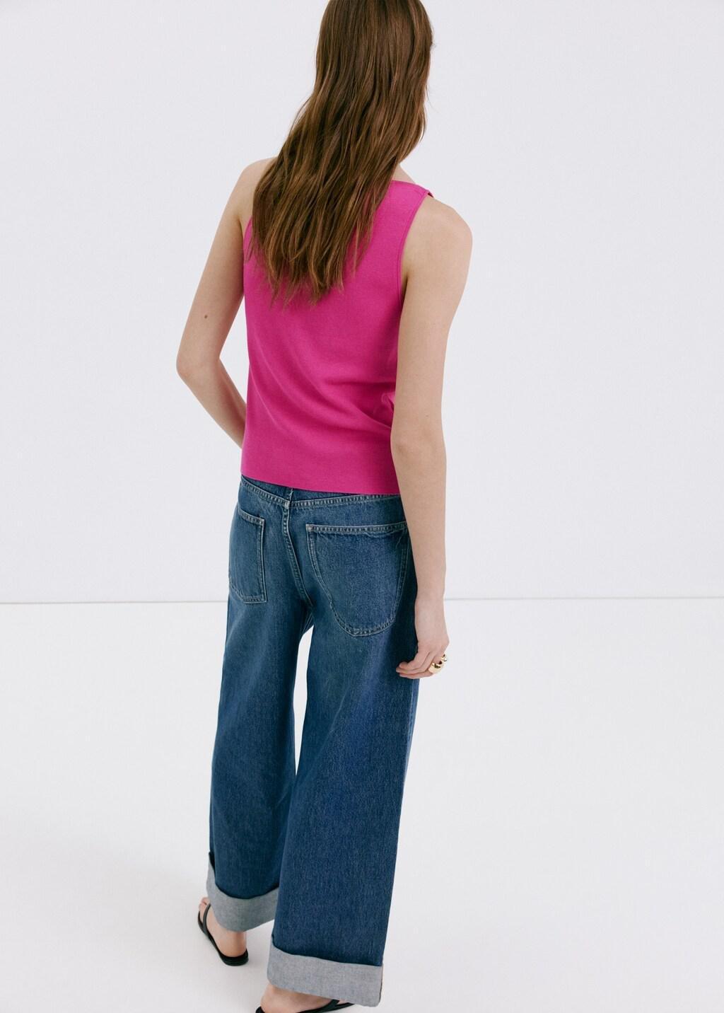 BRIGHT PINK Fine knit boat neck top, Bright Pink, large image number 2