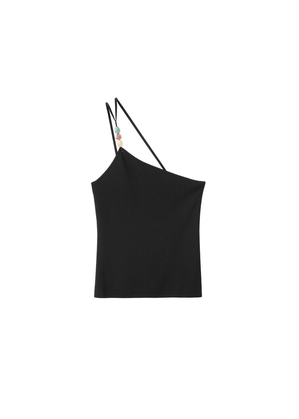 Black Knit Asymmetric Top, Black, large image number 6