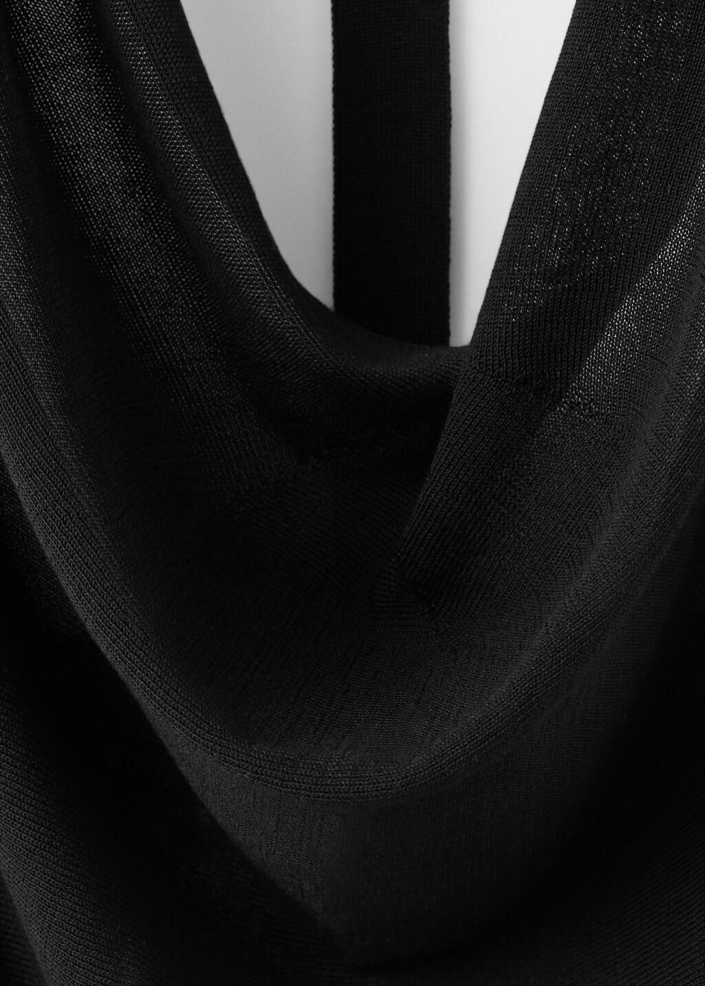 Black Fine-Knit Draped Top, Black, large image number 1