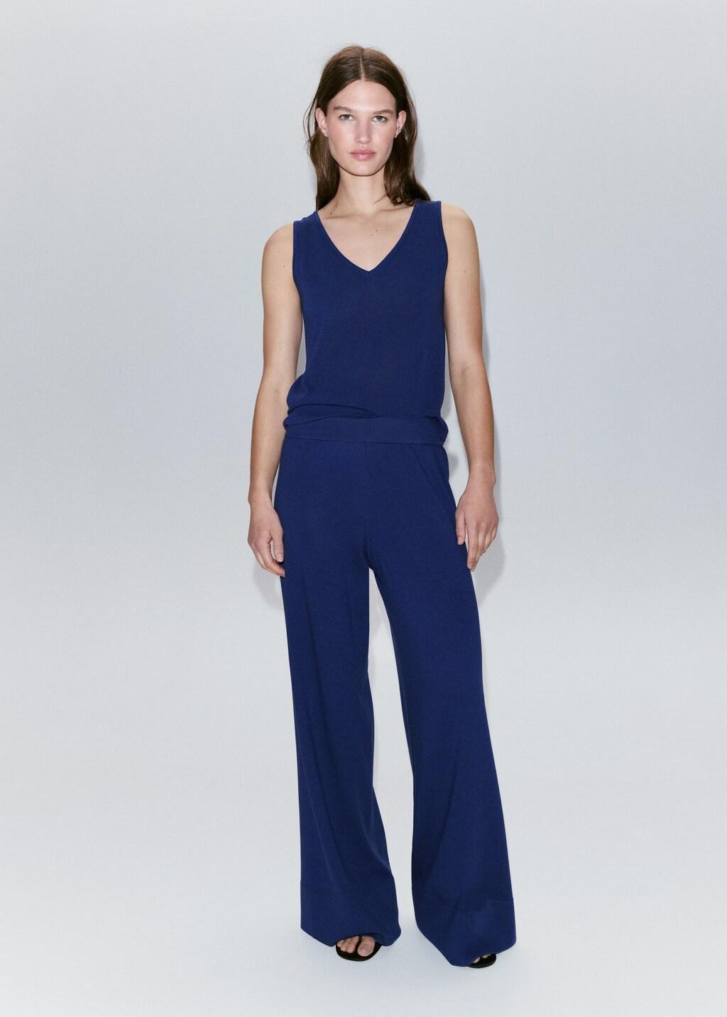 BRIGHT BLUE V-neck knit top, Bright Blue, large image number 0