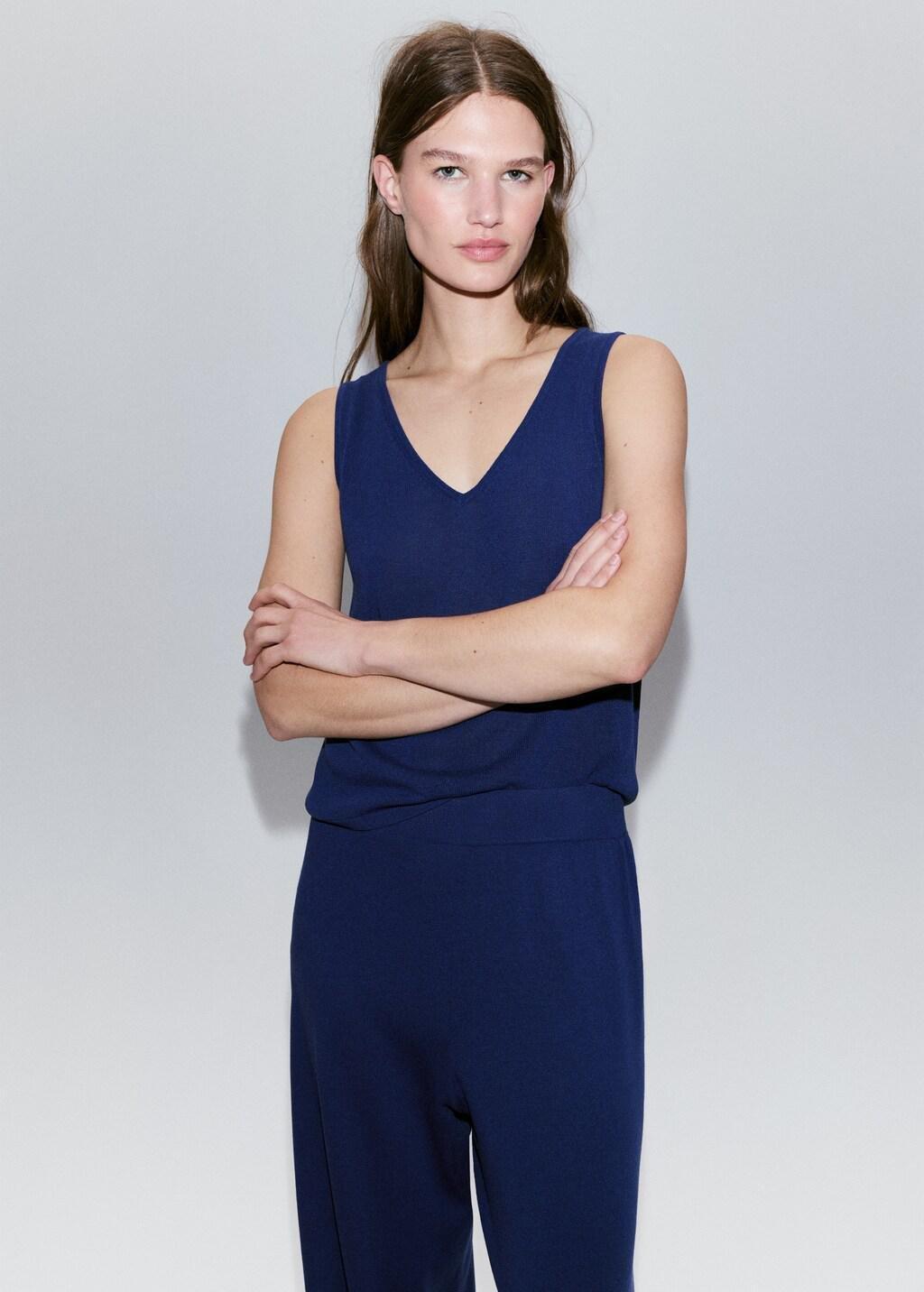 BRIGHT BLUE V-neck knit top, Bright Blue, large image number 3