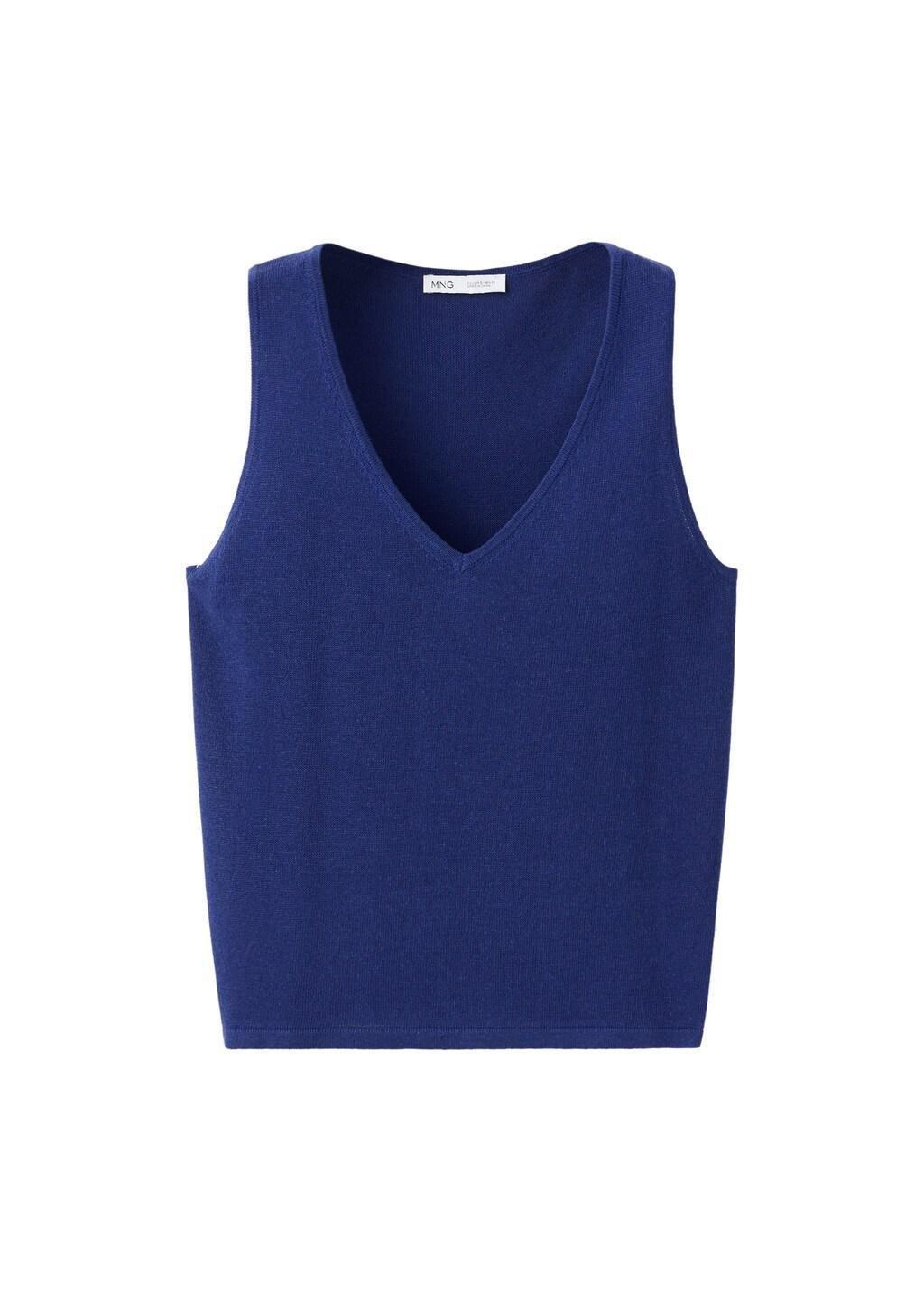 BRIGHT BLUE V-neck knit top, Bright Blue, large image number 6