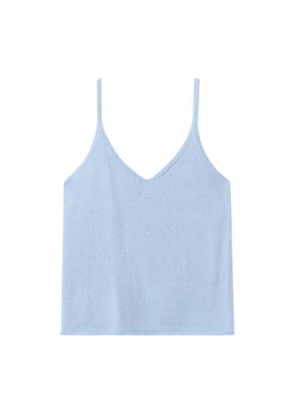 Blue Lt Pastel Knit Strap Top, Light-Pastel Blue, large image number 6
