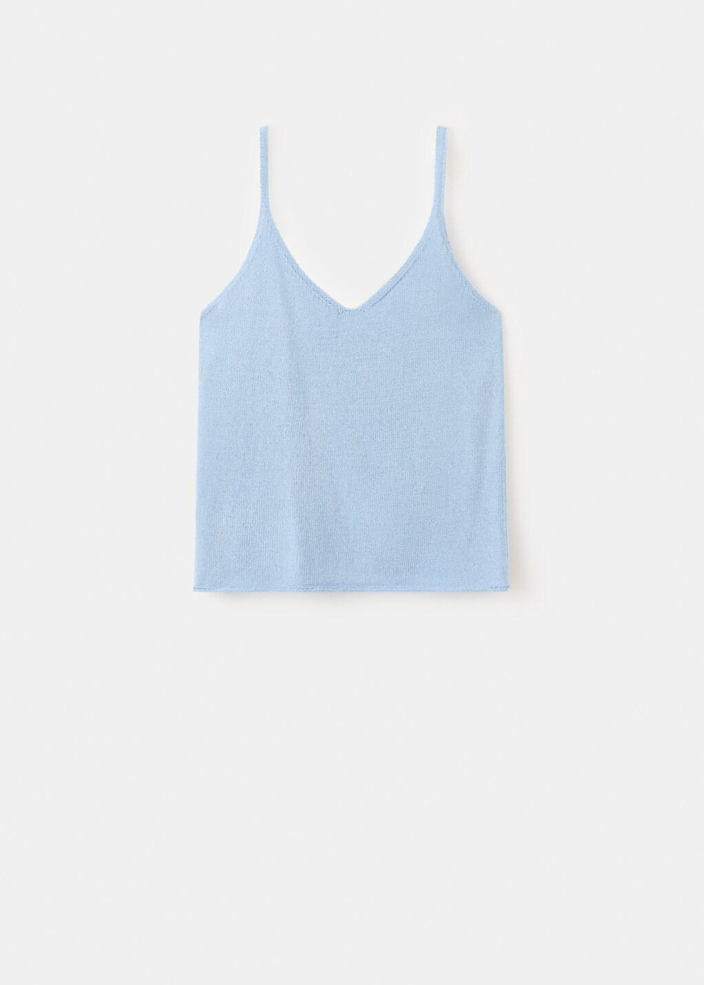 Blue Lt Pastel Knit Strap Top, Light-Pastel Blue, large image number 7
