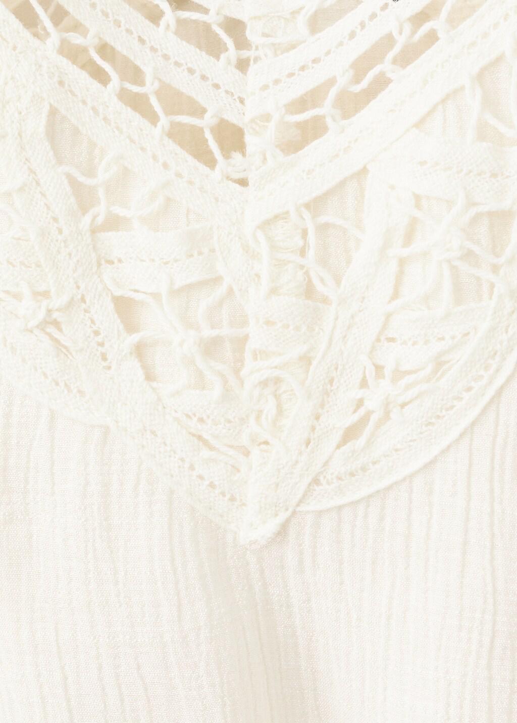 Beige Embroidered Cutwork Crinkle Dress, Light Beige, large image number 1