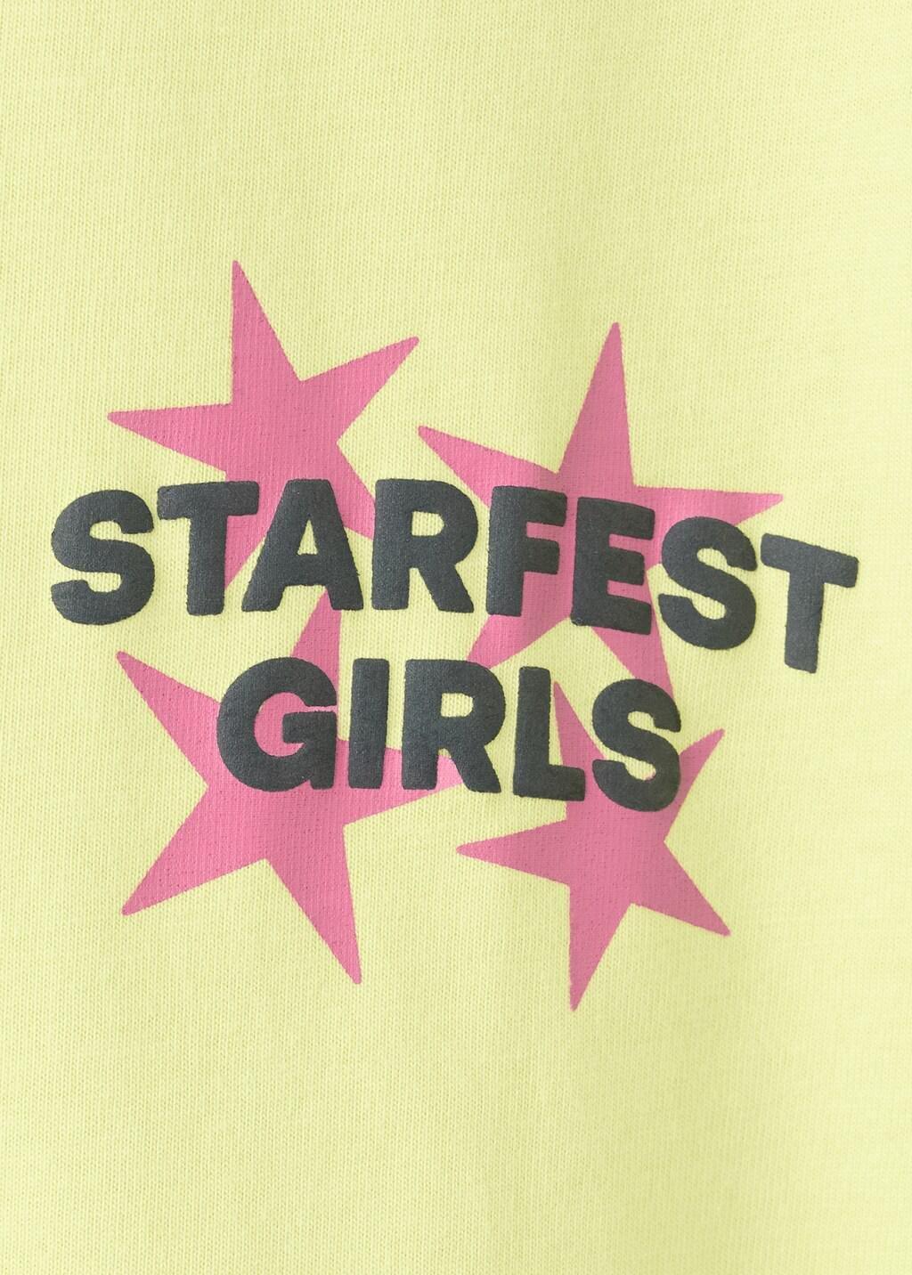 Yellow Printed Cotton-Blend T-Shirt, Kids Girls, Bright Yellow, large image number 2