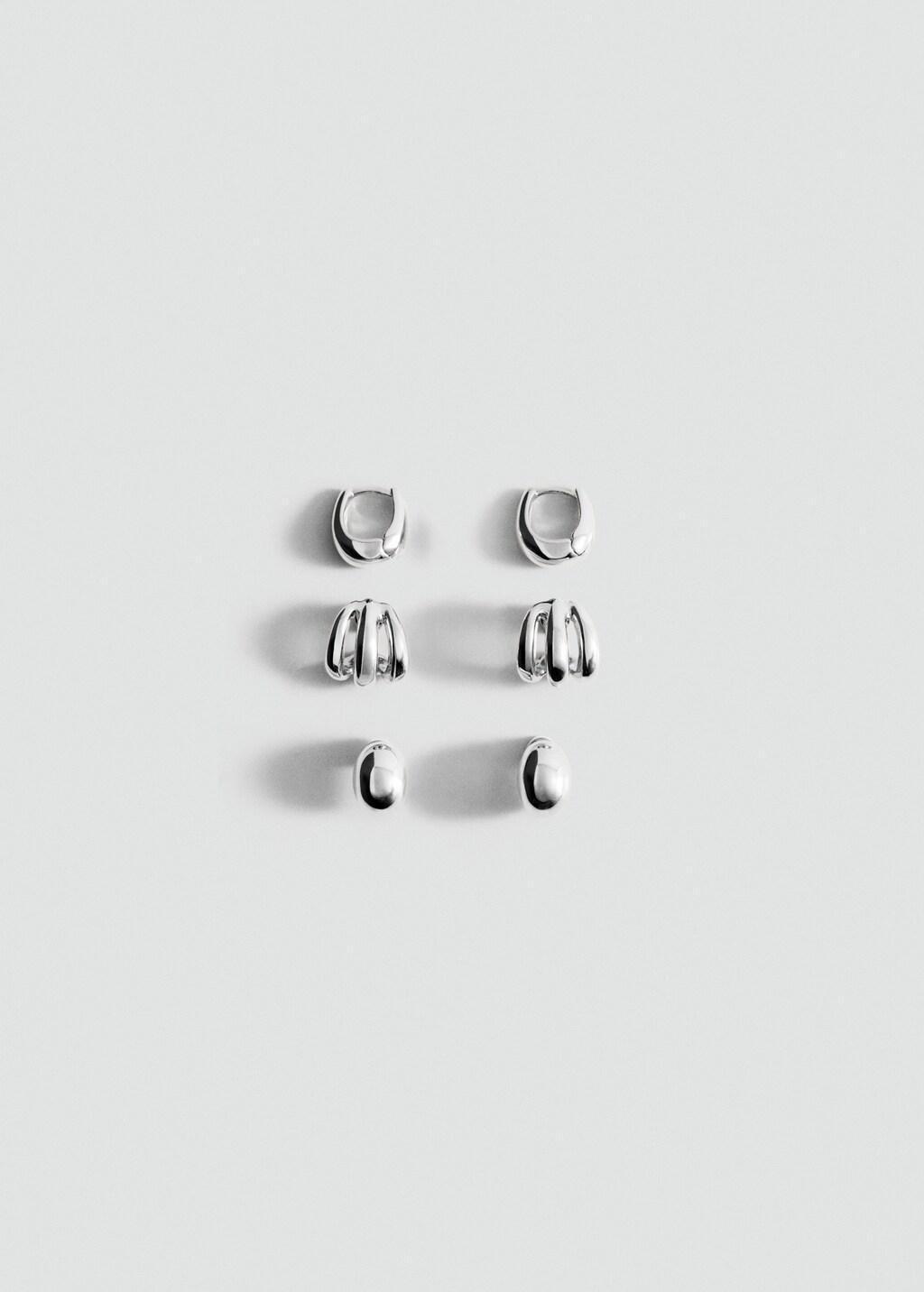 Silver Combined Earring ,Set Of 3, Silver, large image number 0