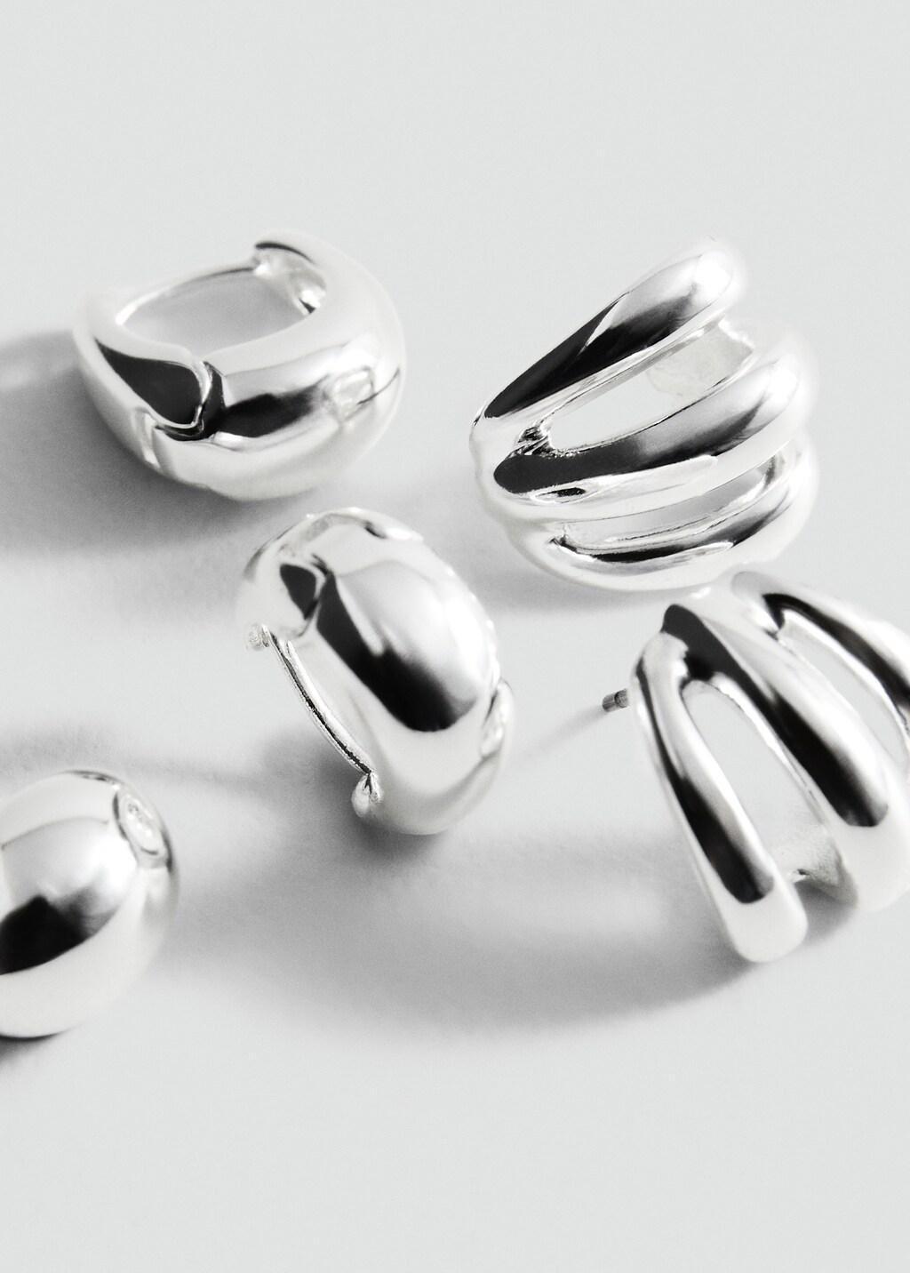 Silver Combined Earring ,Set Of 3, Silver, large image number 1