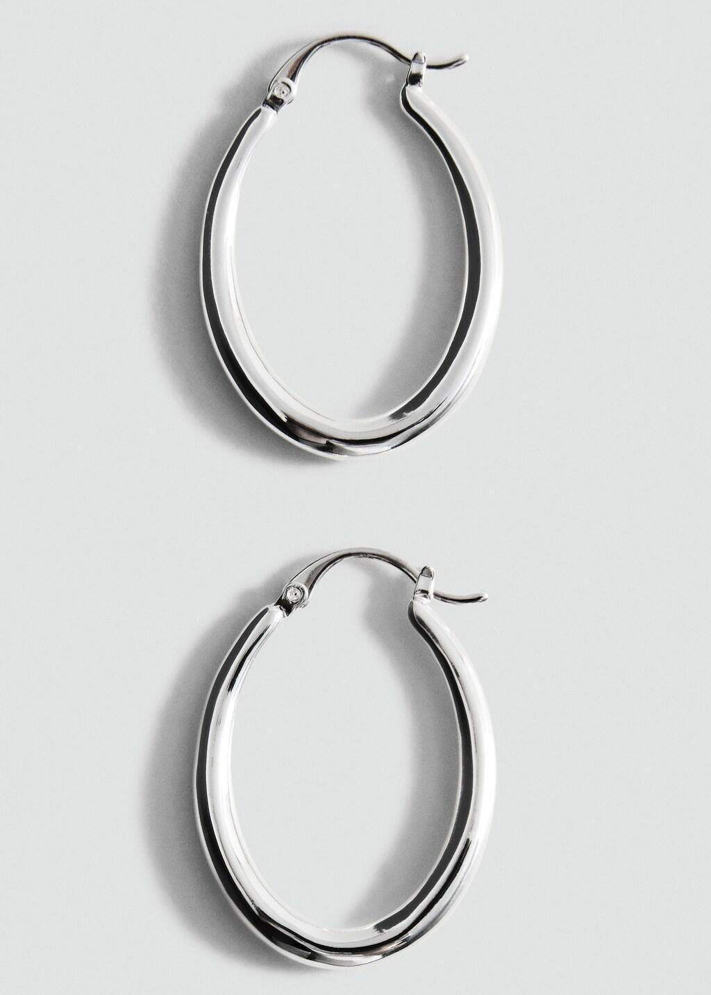 SILVER Oval hoop earrings, Silver, large image number 0