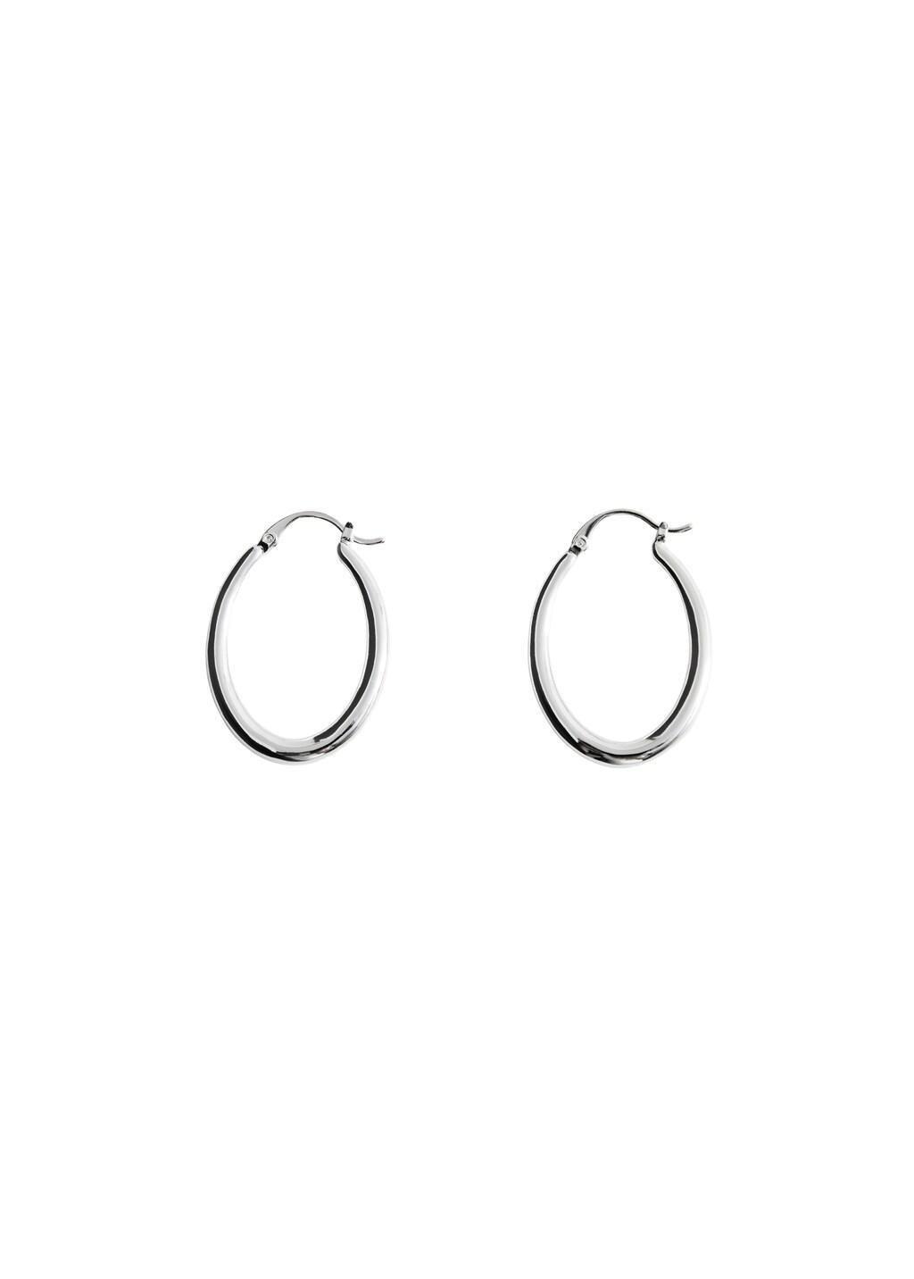 SILVER Oval hoop earrings, Silver, large image number 2