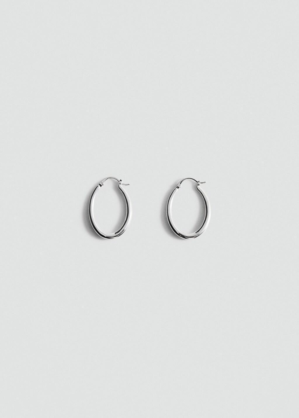 SILVER Oval hoop earrings, Silver, large image number 3