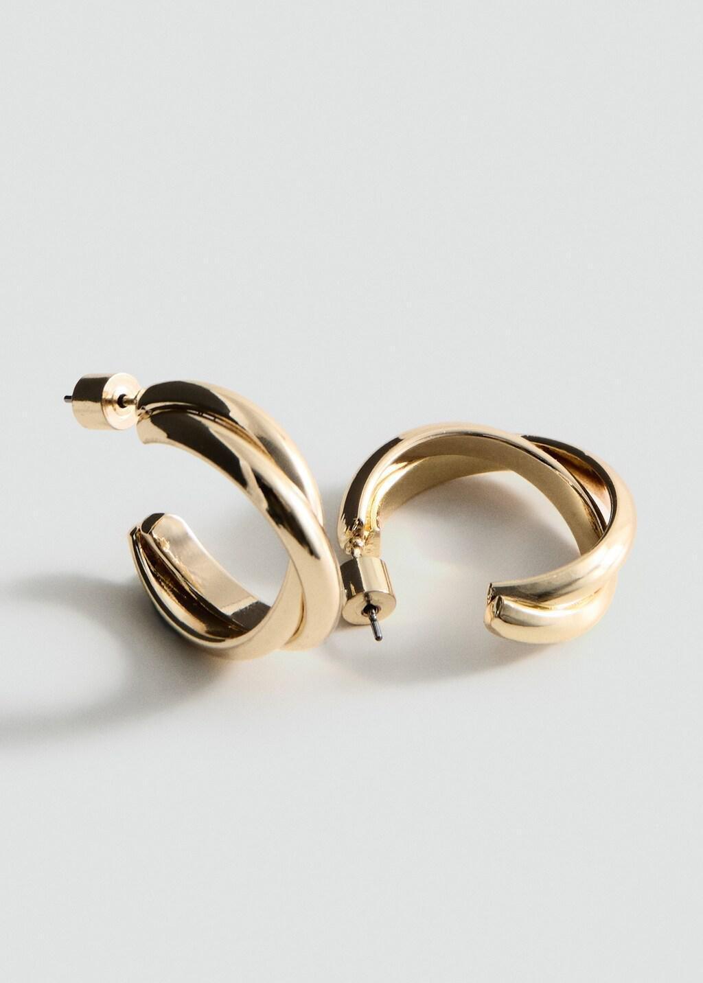GOLD Interlinked hoop earrings, Gold, large image number 0
