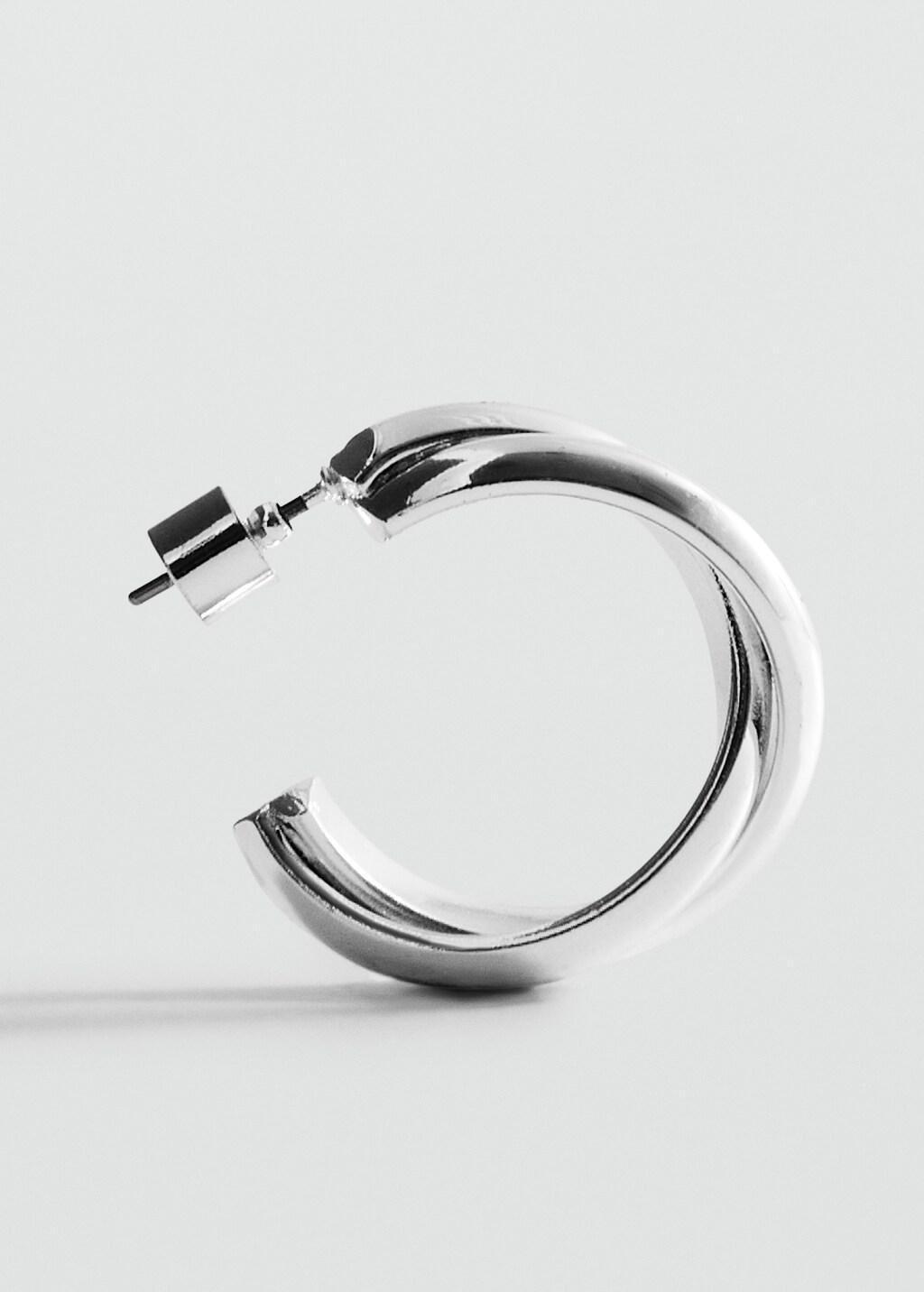Silver Interlinked Hoop Earrings, Silver, medium