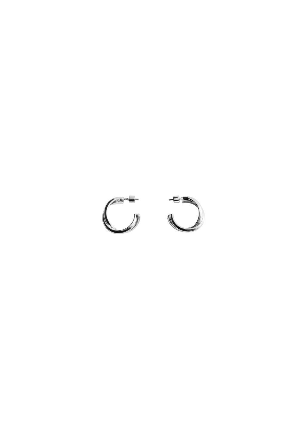Silver Interlinked Hoop Earrings, Silver, medium