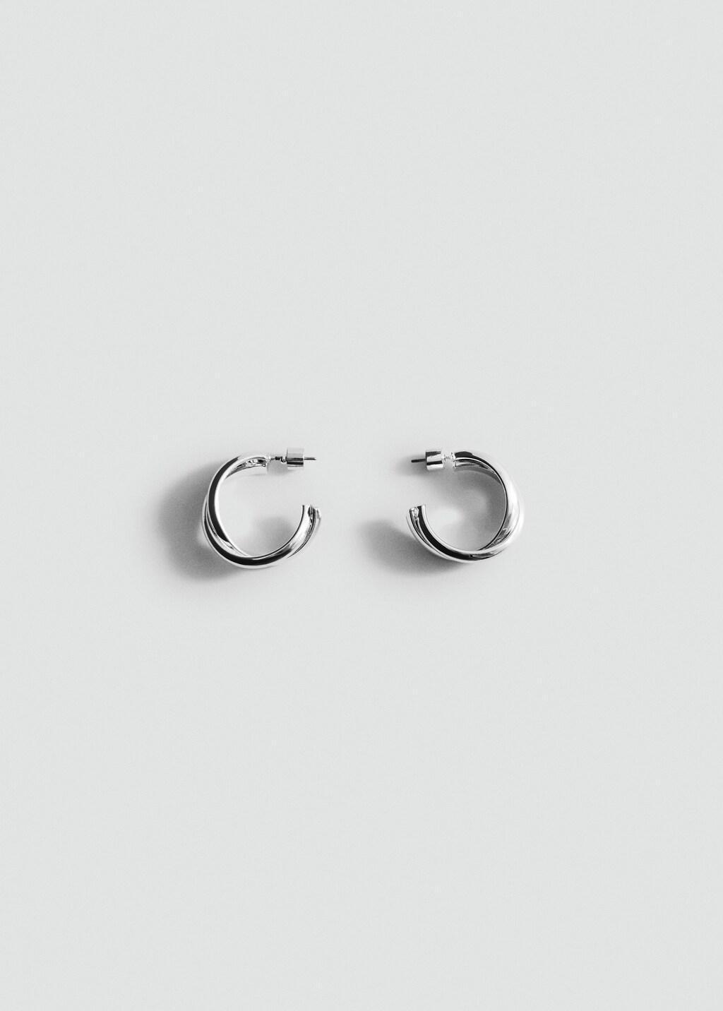 Silver Interlinked Hoop Earrings, Silver, large image number 3