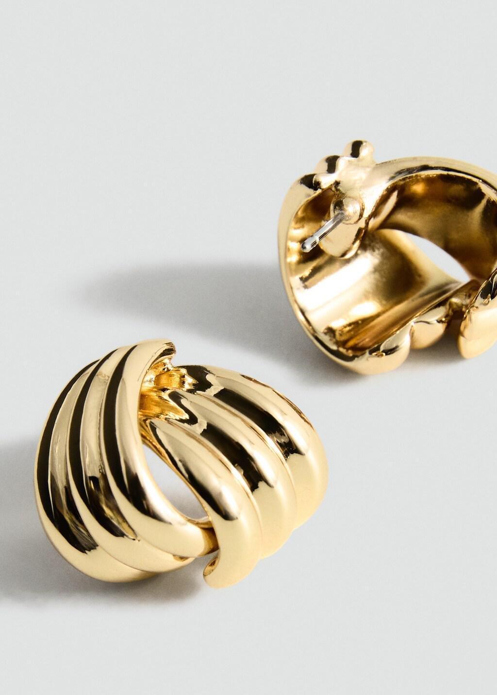 GOLD Intertwined knot earrings, Gold, large image number 0