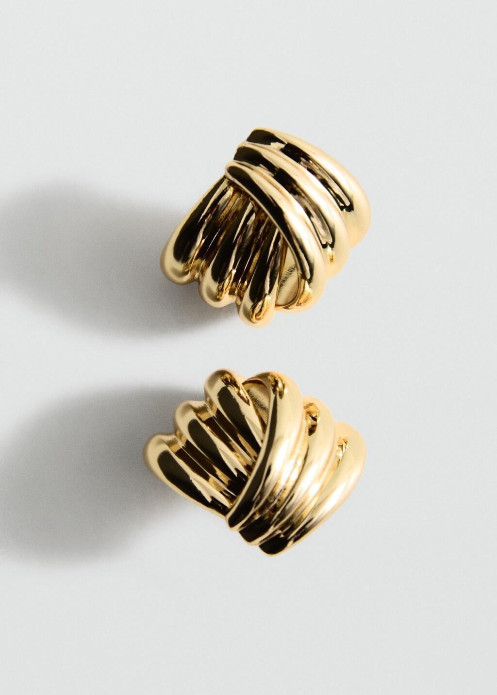 GOLD Intertwined knot earrings, Gold, large image number 1