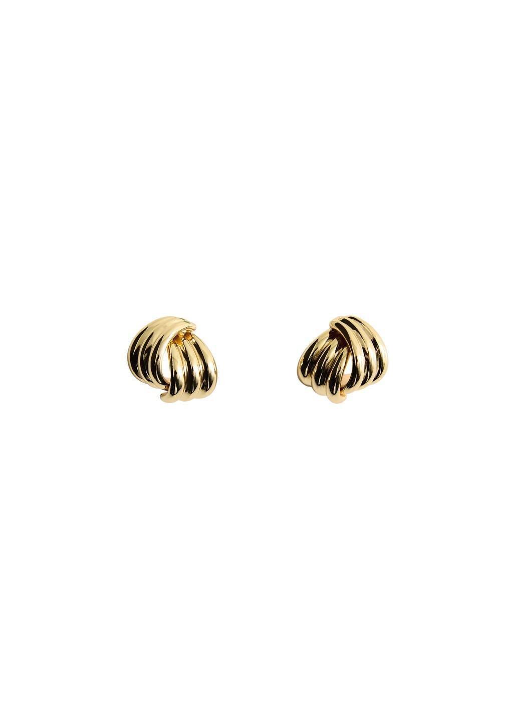 GOLD Intertwined knot earrings, Gold, large image number 2