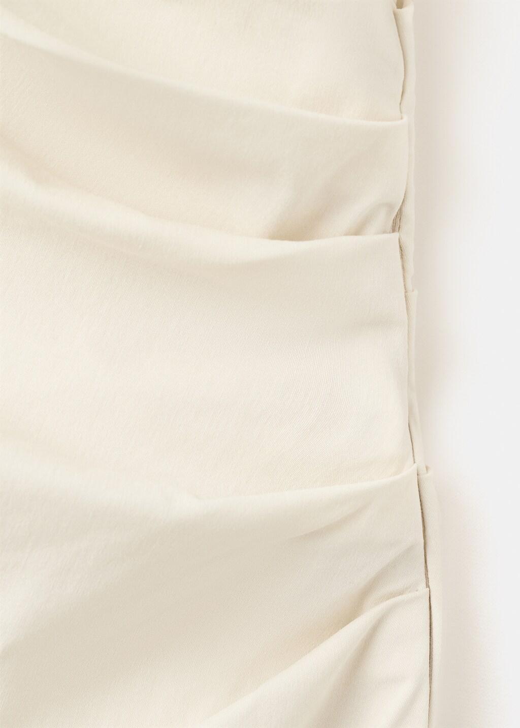 White Asymmetric Neckline Dress With Draped Detail, Natural White, large image number 1