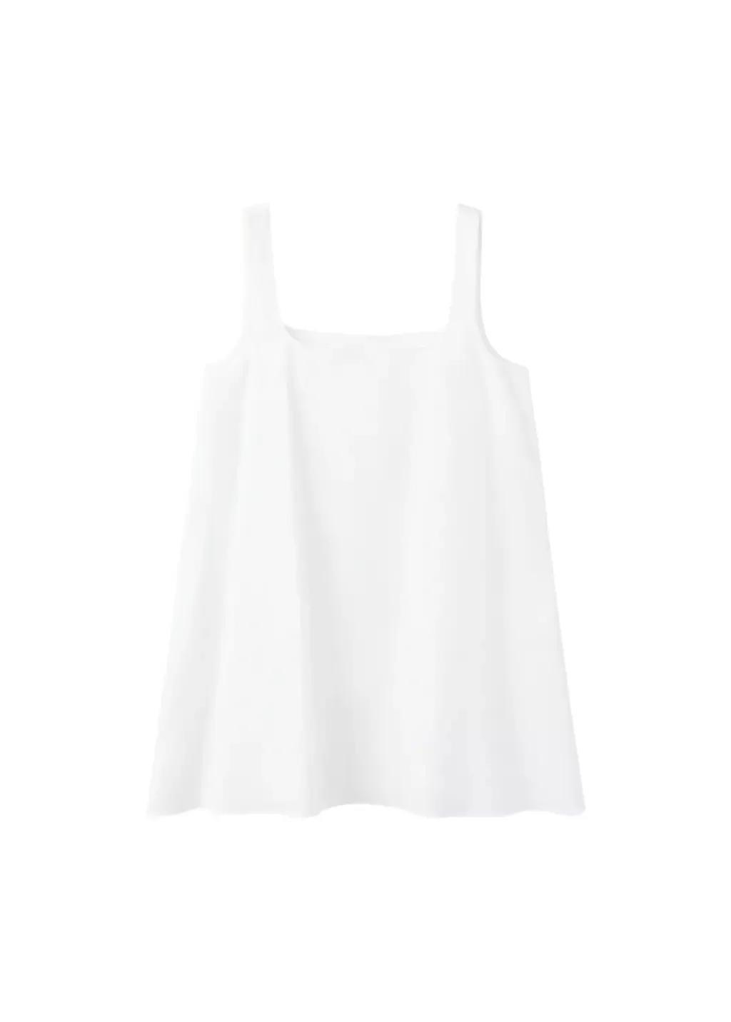 White Flared Cotton Dress, Natural White, large image number 6