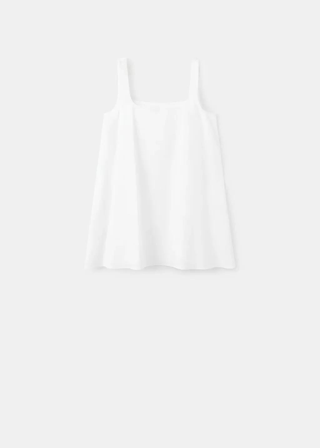White Flared Cotton Dress, Natural White, large image number 7