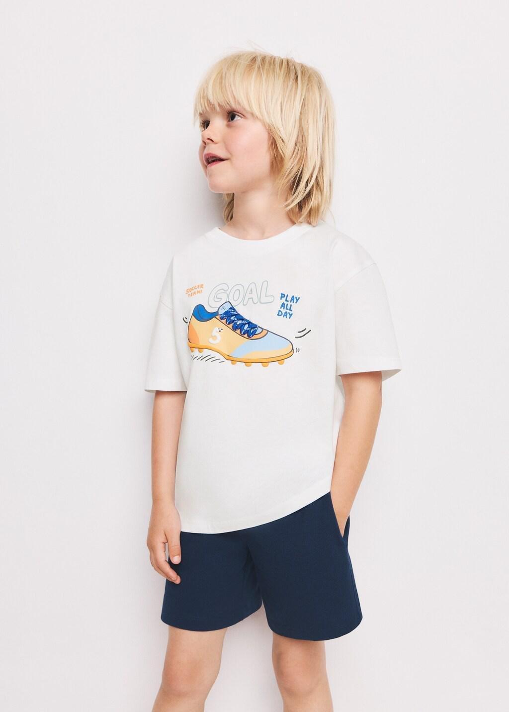 White Printed Cotton-Blend T-Shirt, Baby Boy, White, large image number 0