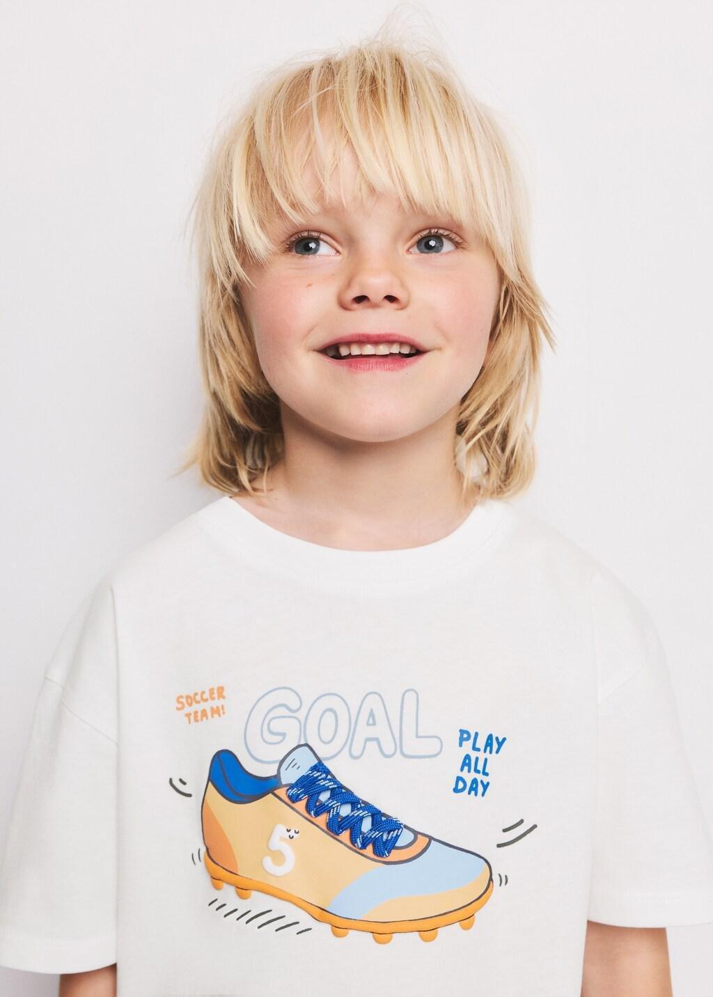 White Printed Cotton-Blend T-Shirt, Baby Boy, White, large image number 3