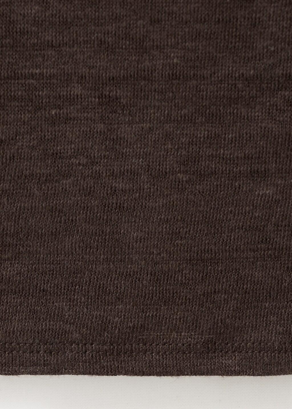 Brown Linen Top With Draped Neck, Brown, medium