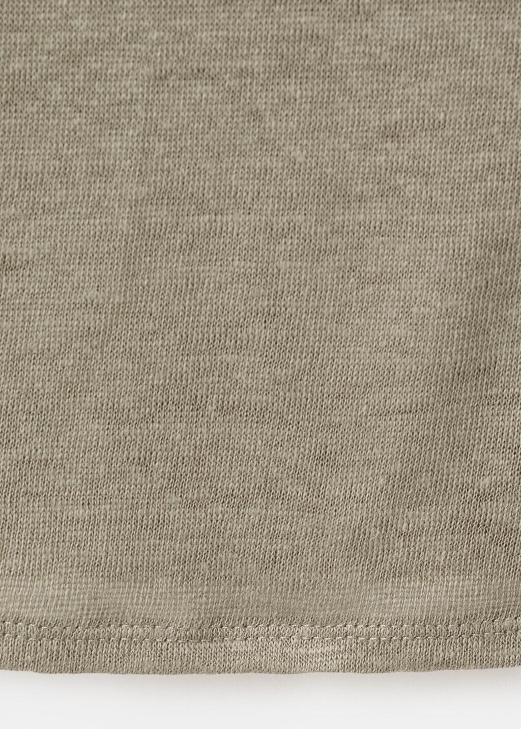 Khaki Linen Top With Draped Neck, Beige - Khaki, large image number 5