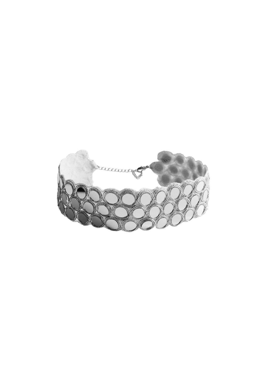 Silver Crystal Choker Necklace, Silver, large image number 2