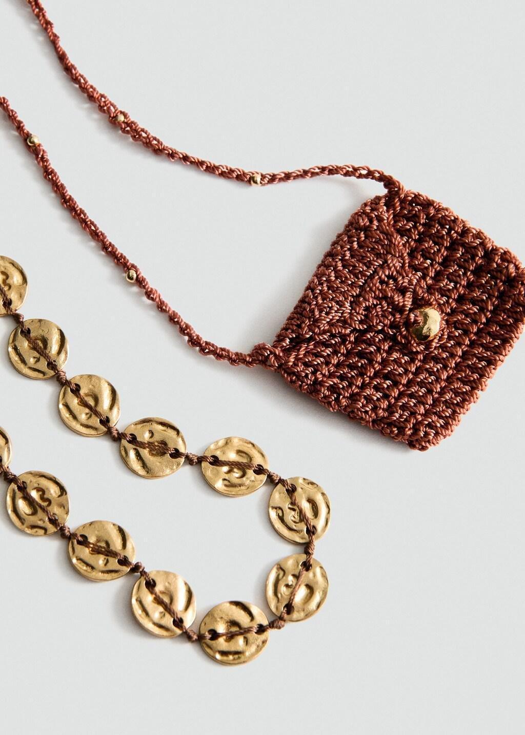 GOLD Set of 2 matching knitted necklaces, Gold, large image number 0