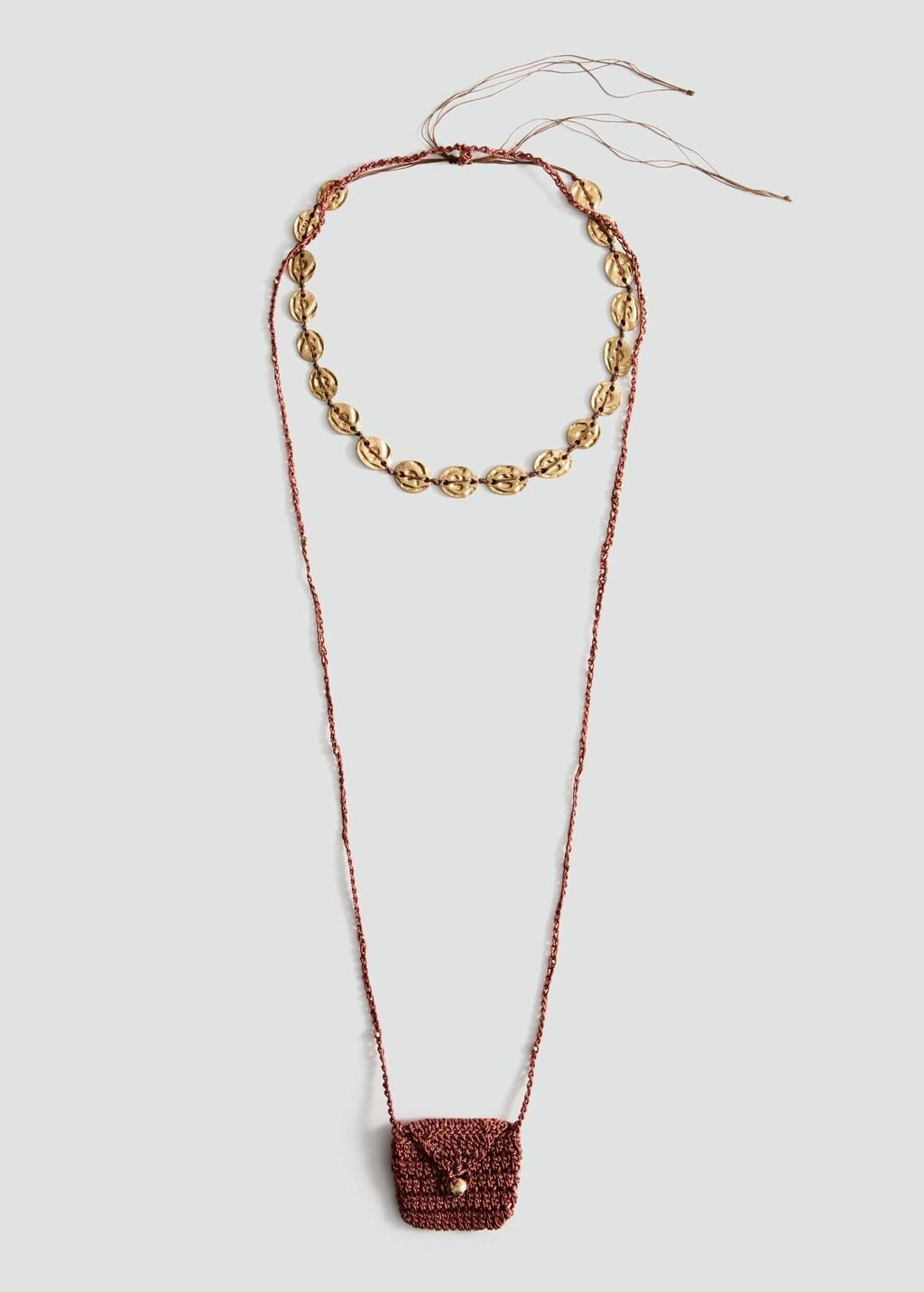 GOLD Set of 2 matching knitted necklaces, Gold, large image number 3