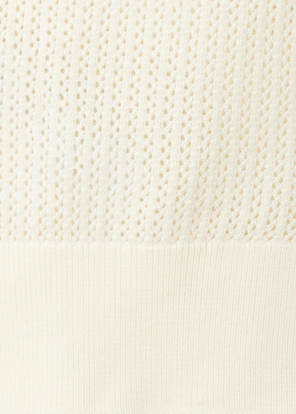 White Open-Knit 100% Cotton Polo Shirt, Natural White, large image number 5