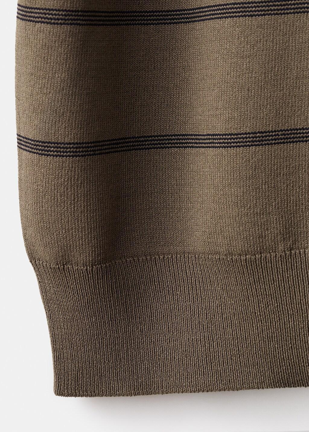 Brown Striped Fine-Knit Polo Shirt, Medium Brown, large image number 5