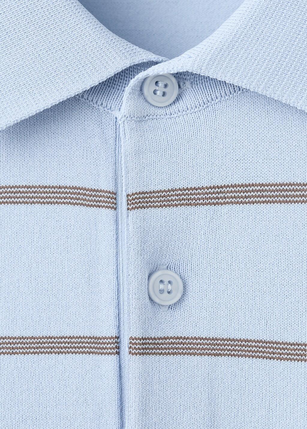 Blue Striped Fine-Knit Polo Shirt, Light-Pastel Blue, large image number 1