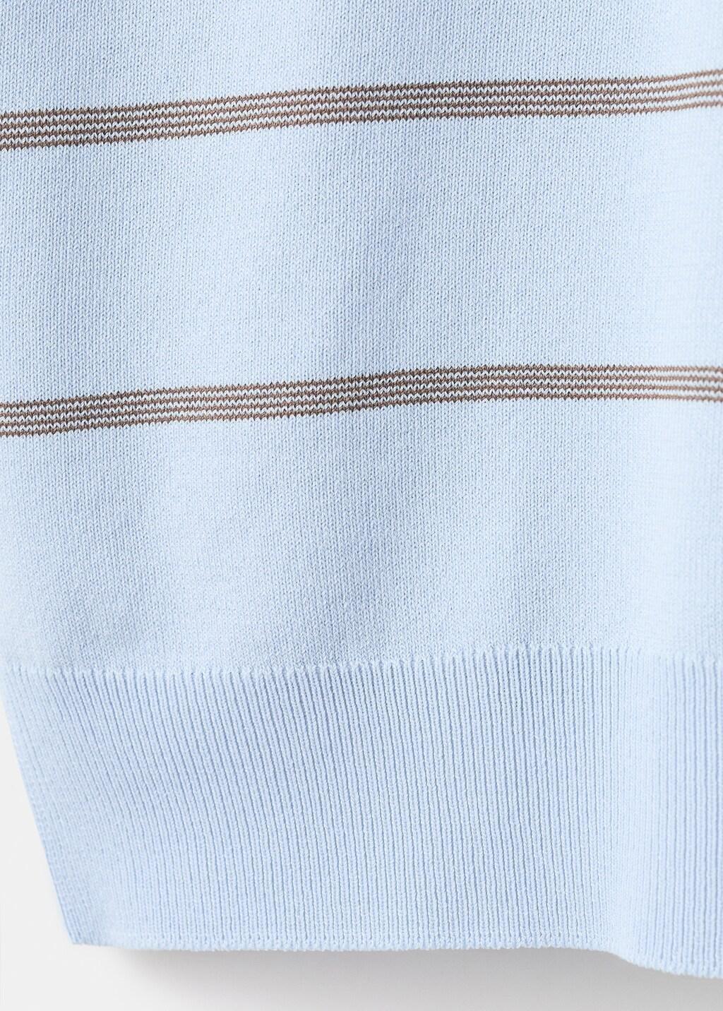 Blue Striped Fine-Knit Polo Shirt, Light-Pastel Blue, large image number 5