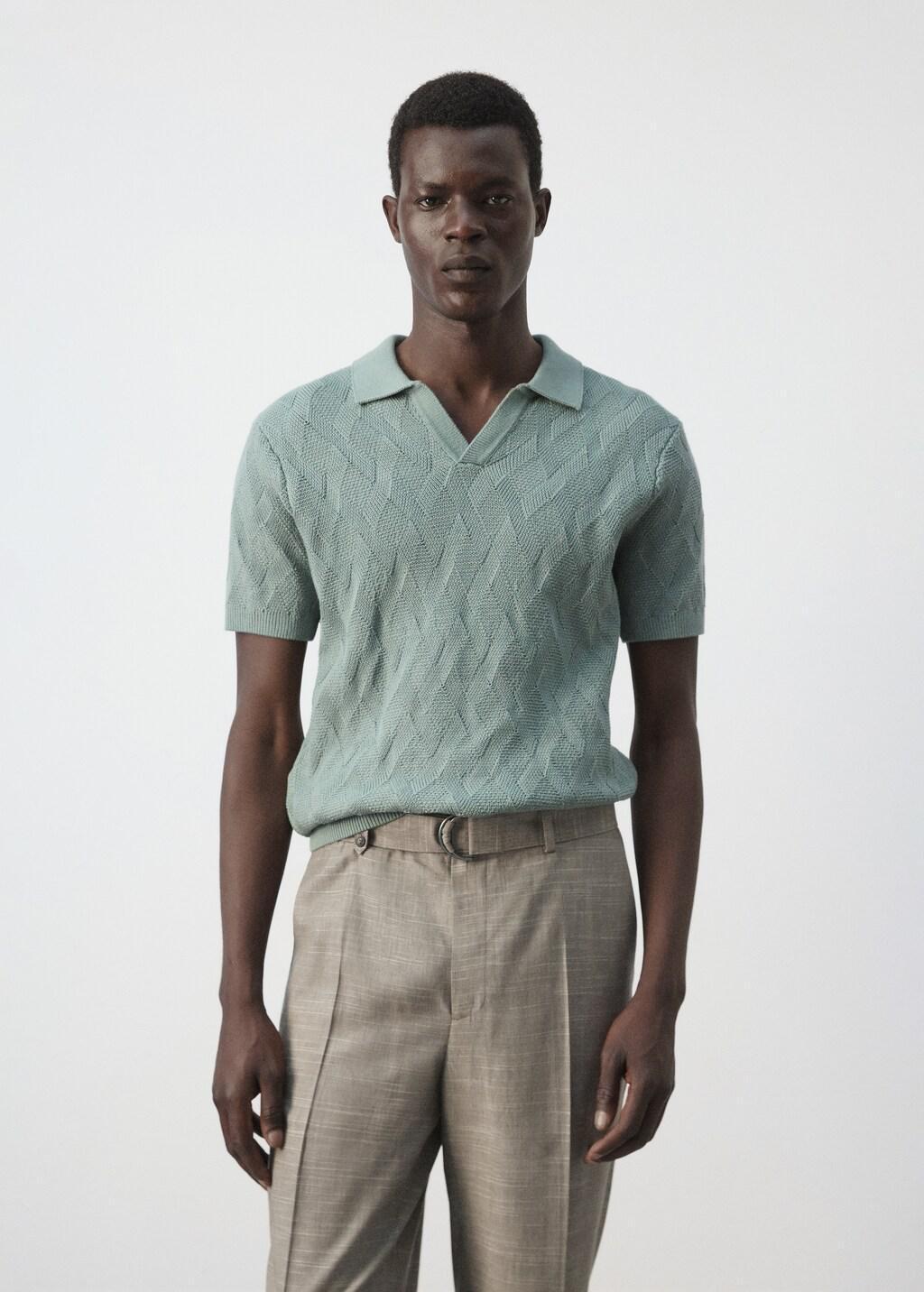 Green 100% Cotton Ribbed Structured Polo Shirt, Bright Green, large image number 3