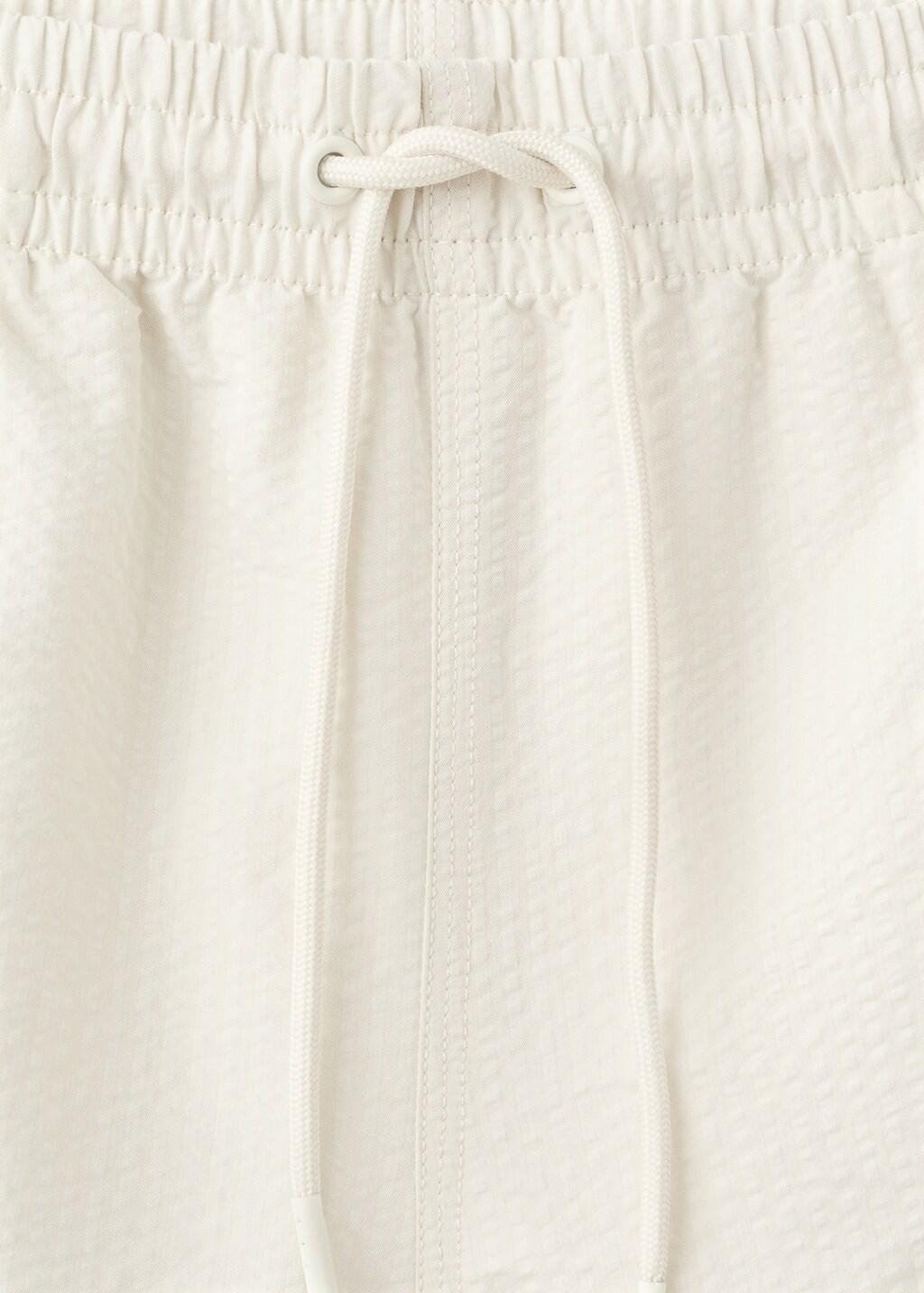 Beige Seersucker Striped Swimsuit, Light Beige, medium
