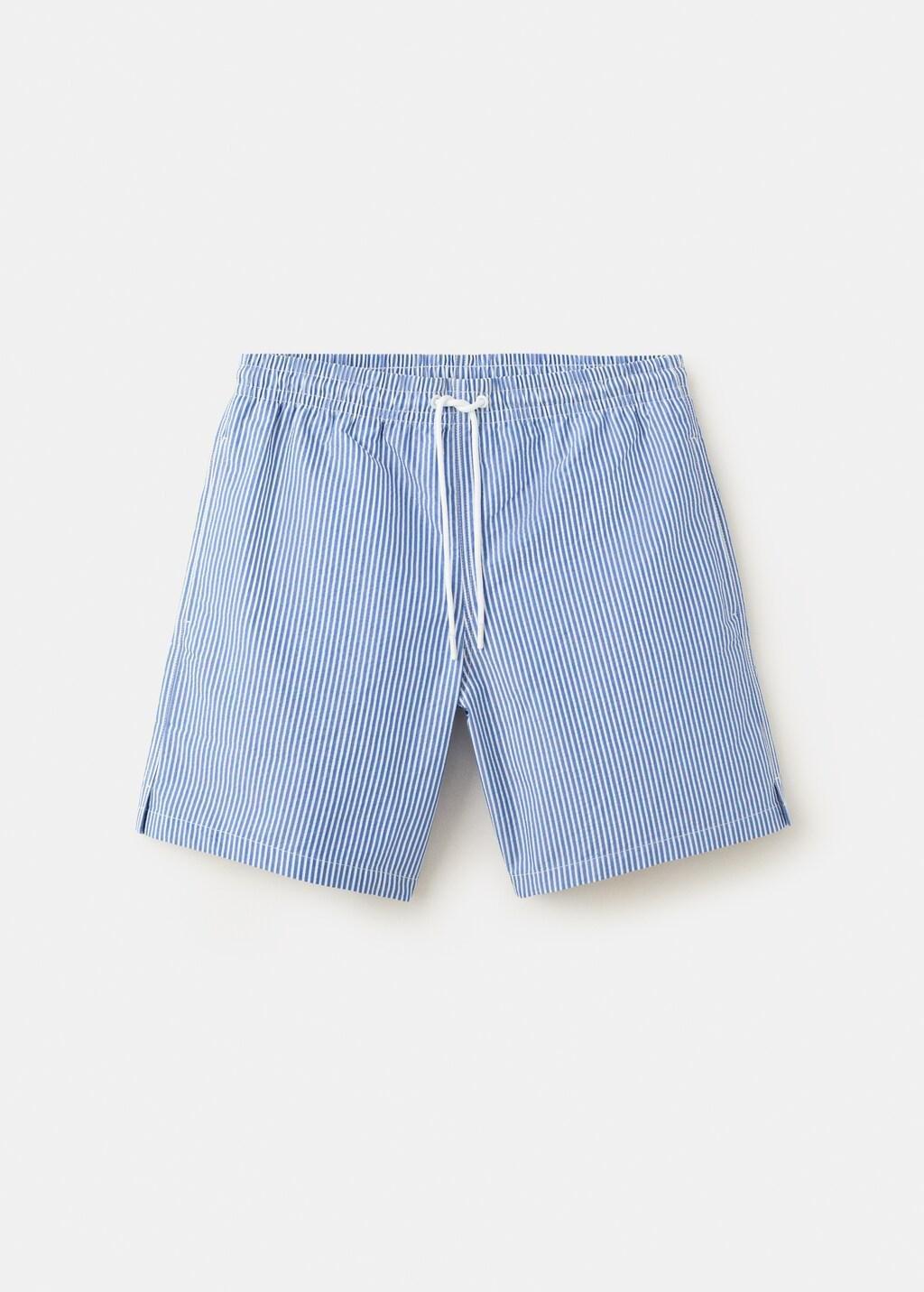 Blue Seersucker Striped Swimsuit, Medium Blue, large image number 7