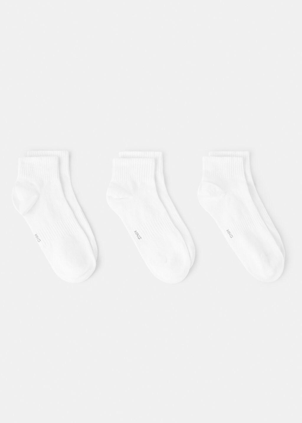 White Cotton Socks, Set Of 3, White, large image number 0