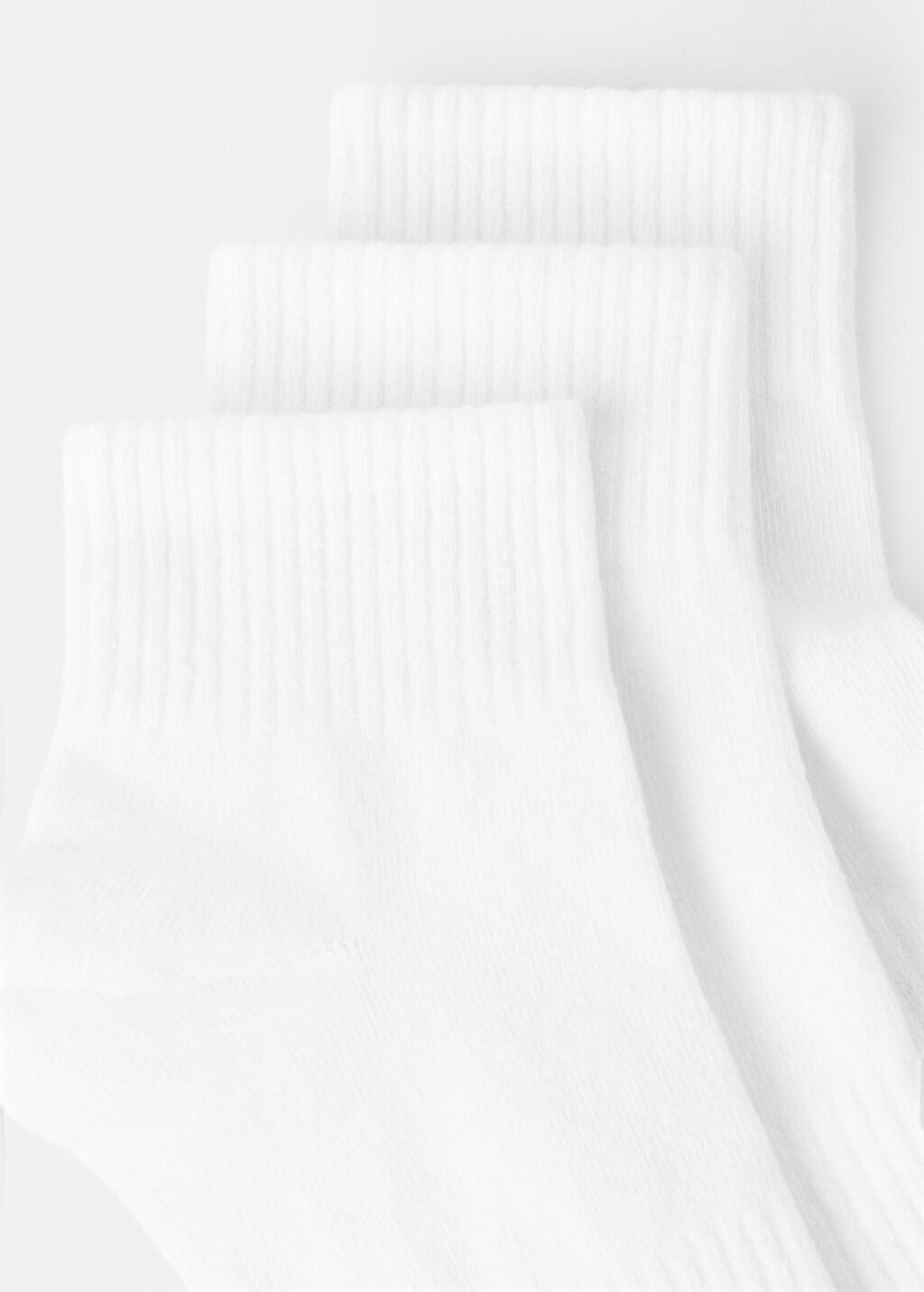 White Cotton Socks, Set Of 3, White, medium