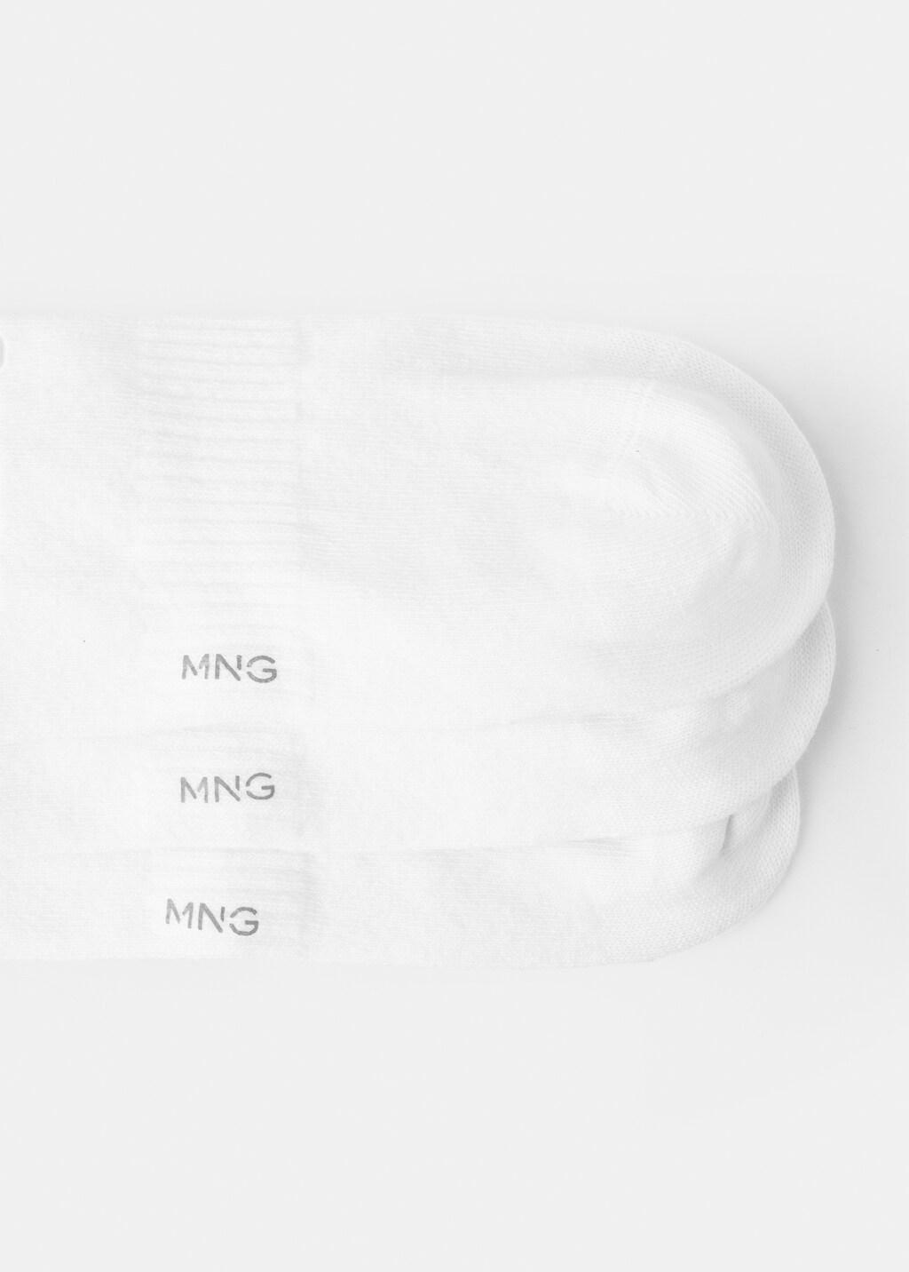 White Cotton Socks, Set Of 3, White, medium